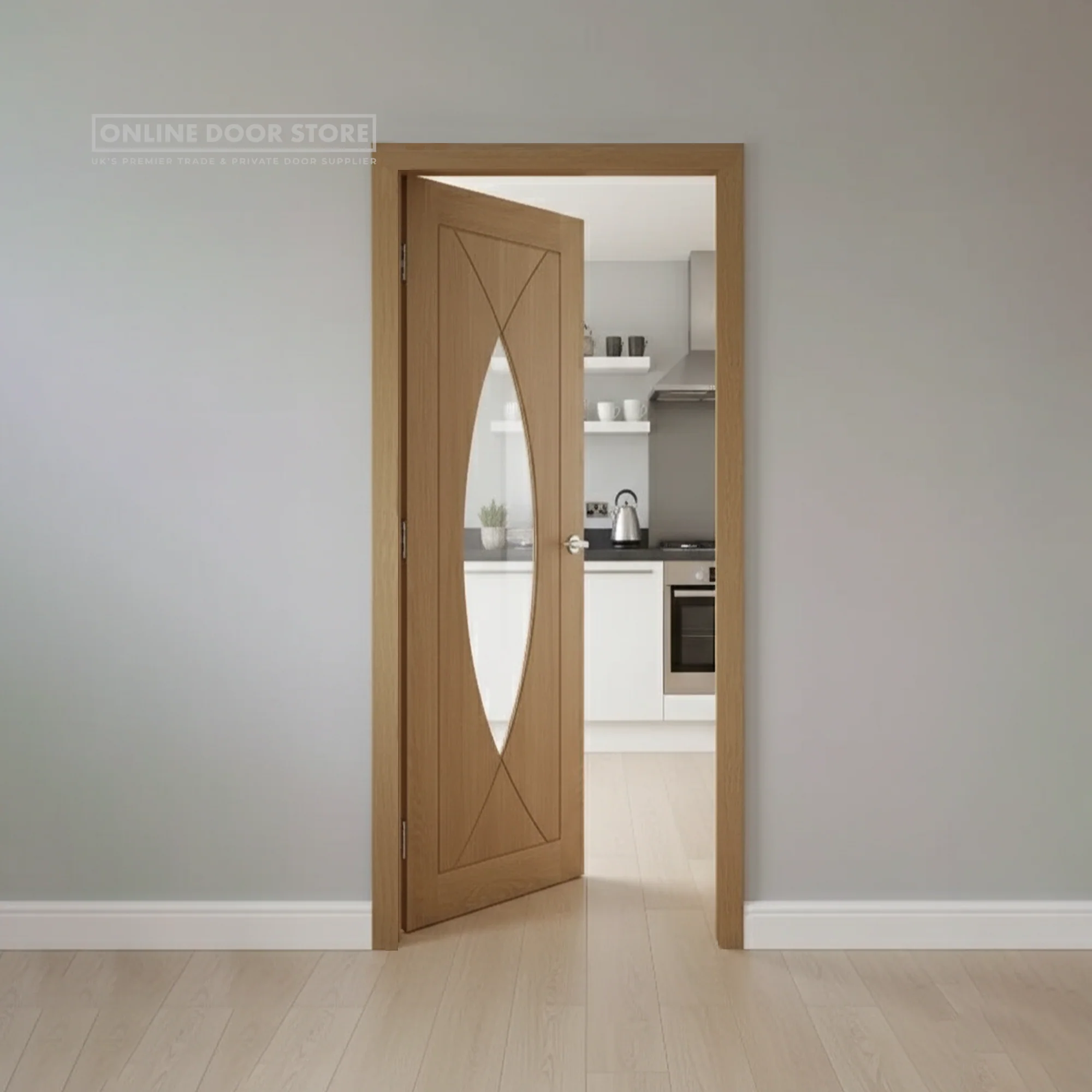 XL Joinery Pesaro Pre-Finished Oak Clear Internal Glazed Door - Image 2