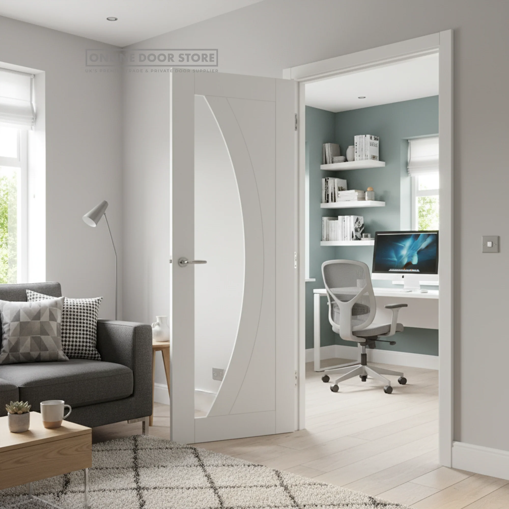 XL Joinery Salerno White Primed Clear Glazed FD30 Fire Door - Image 2