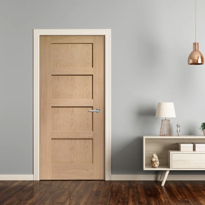 XL Joinery Shaker 4 Panel Oak FD30 Fire Door - Image 3