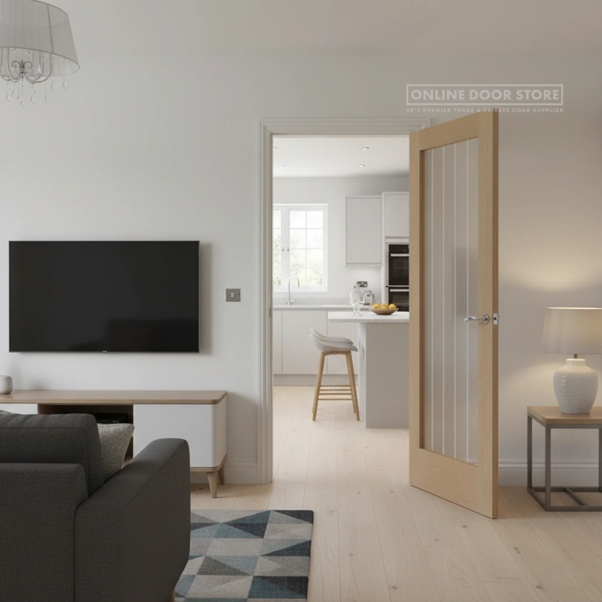 XL Joinery Suffolk 1 Light Oak Etched Internal Glazed Door - Image 2