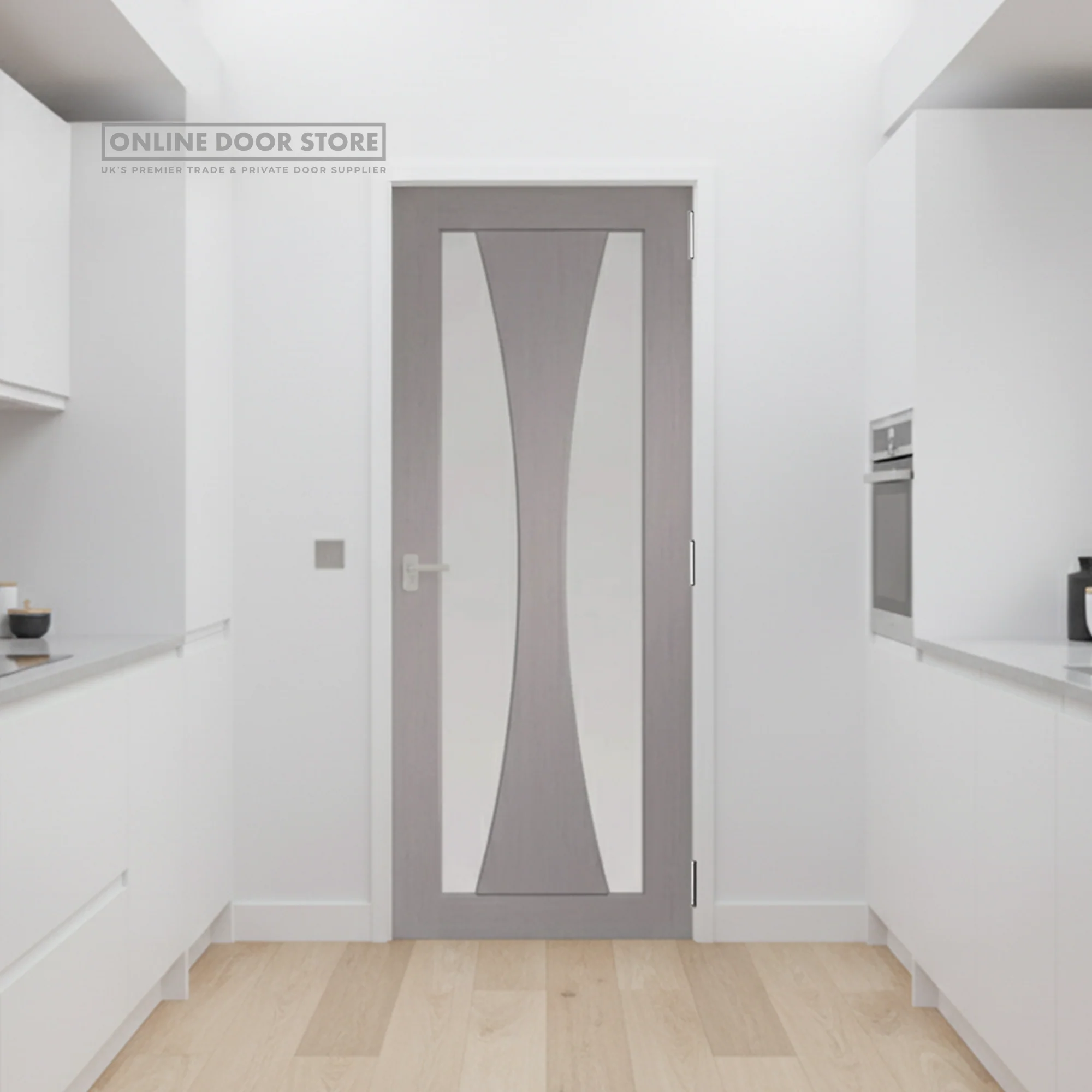 XL Joinery Verona Pre-Finished Light Grey Clear Internal Glazed Door - Image 2