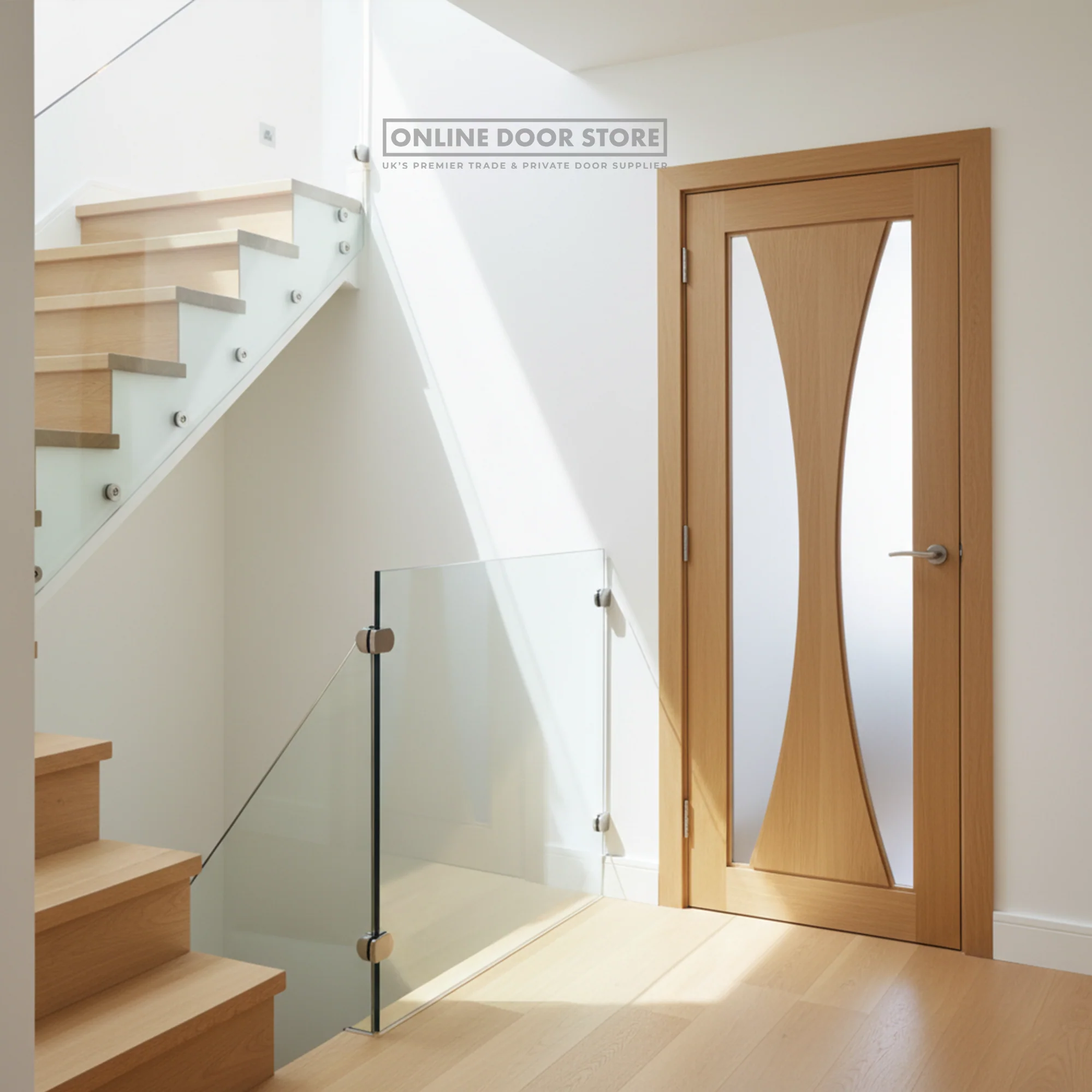 XL Joinery Verona Pre-Finished Oak Clear Internal Glazed Door - Image 3