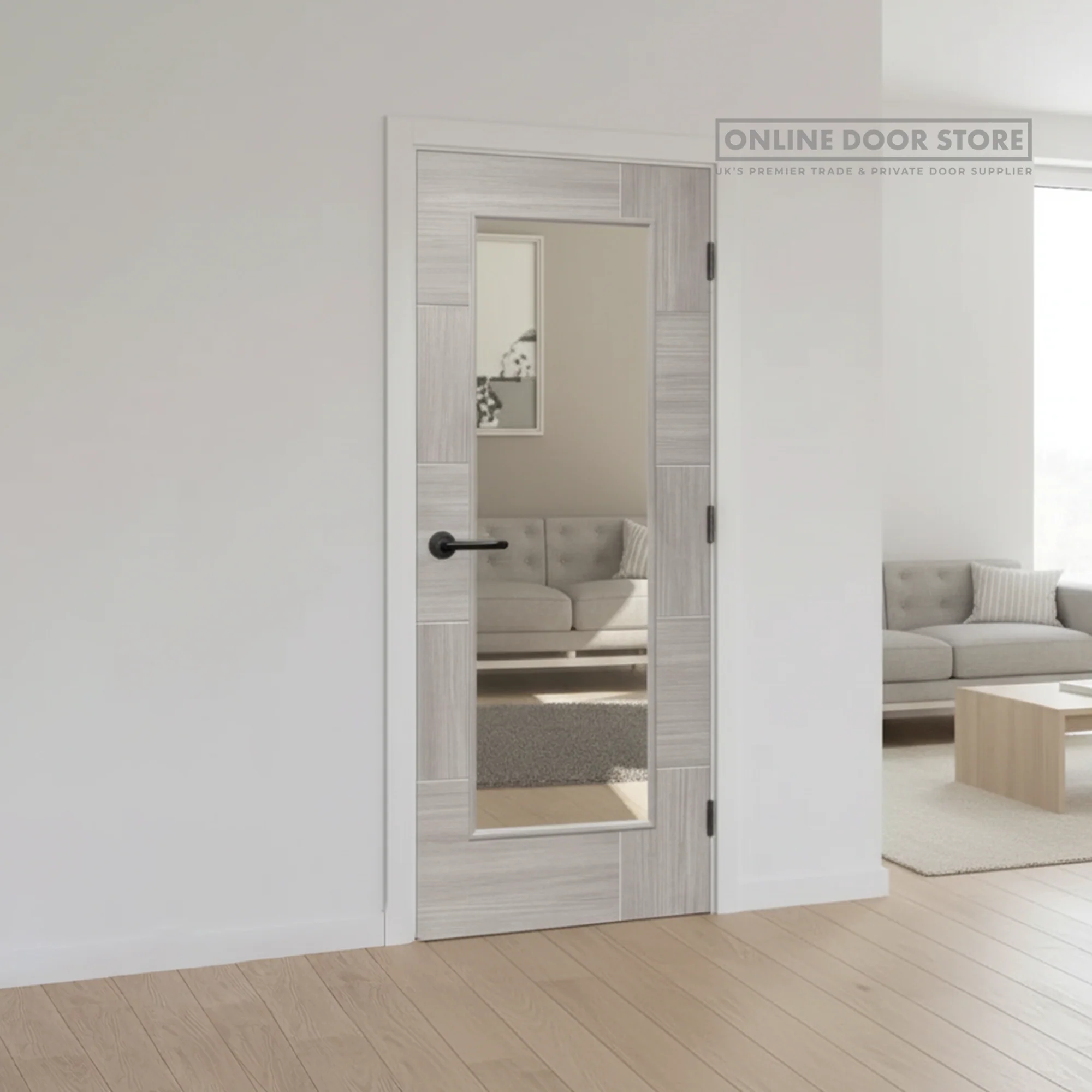 XL Joinery White Grey Laminate Ravenna Internal Glazed Door - Image 2