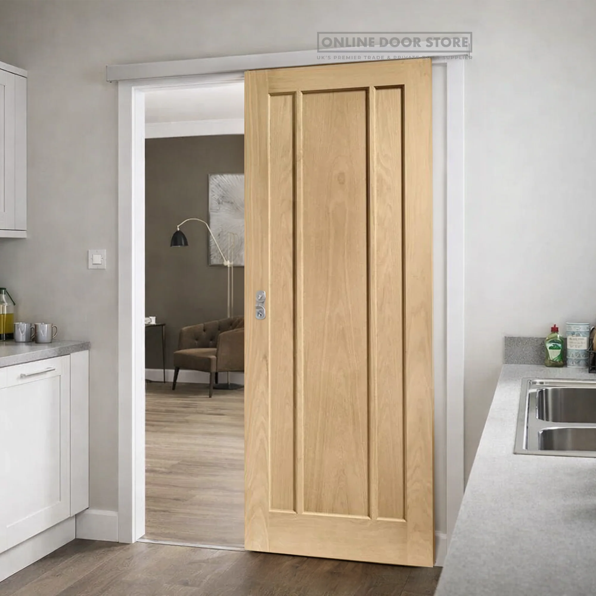 XL Joinery Worcester 3 Panel Oak Internal Door - Image 2